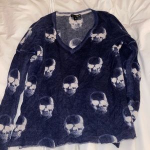 AQUA Cashmere skull sweater